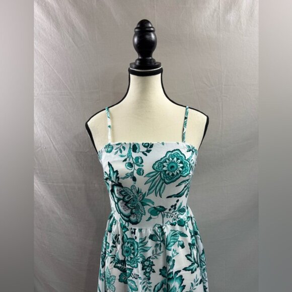 Boho Floral Cami Shirred Dress Turquoise - Picture 6 of 8